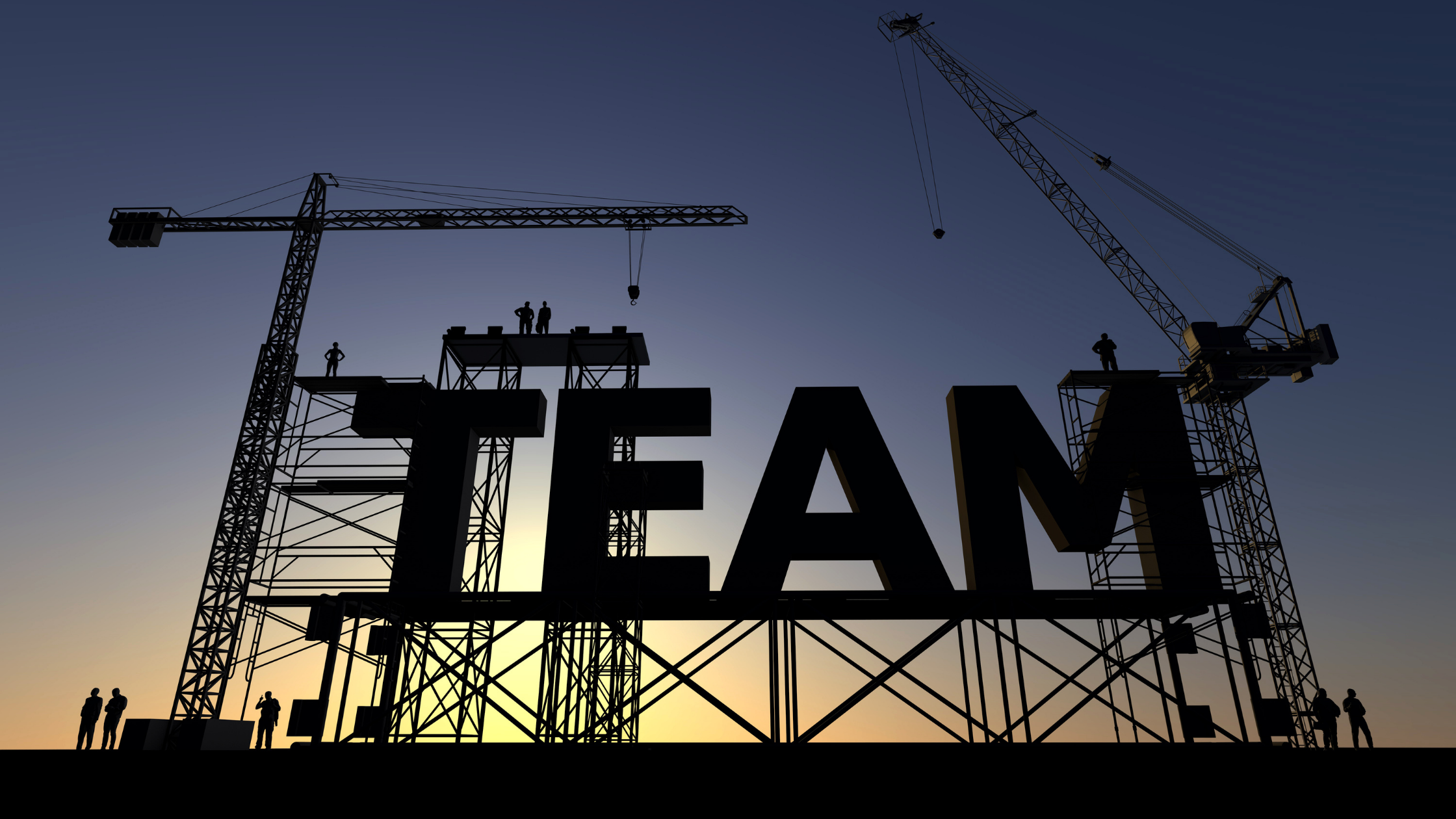 How to Build a Data Science Team | Image of the word "TEAM" being formed at a construction site.